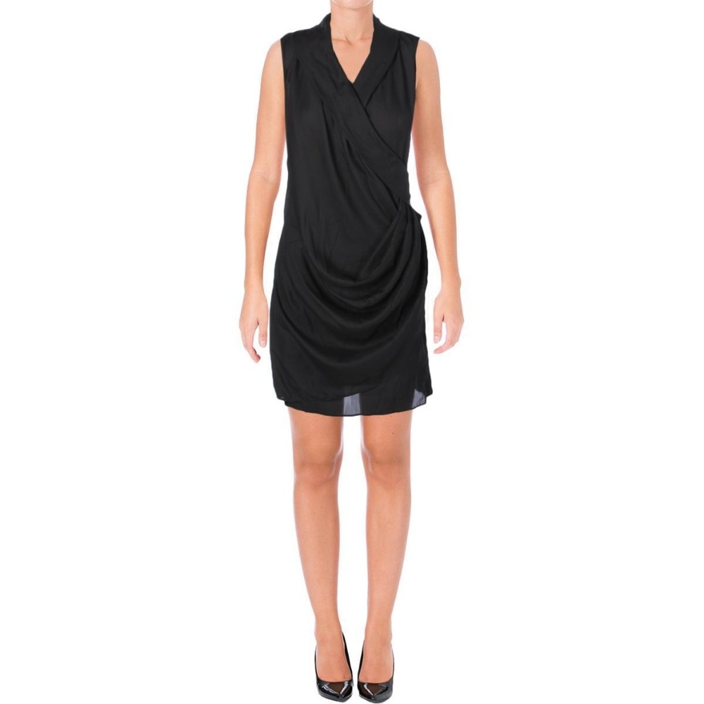 Avon Black Faux Wrap Sleeveless Cocktail Dress S